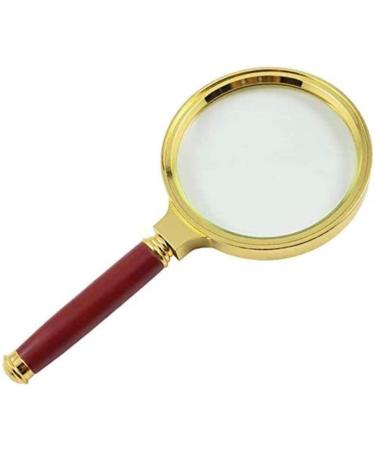 Professional ES Vision aids 6X Led Optical Lens Mahogany Wood Handle Gold-Plated Gift for Old Men Reading Book Lenses Identification Watches DIY Crafts Carving and Repair Handheld Full of Stars