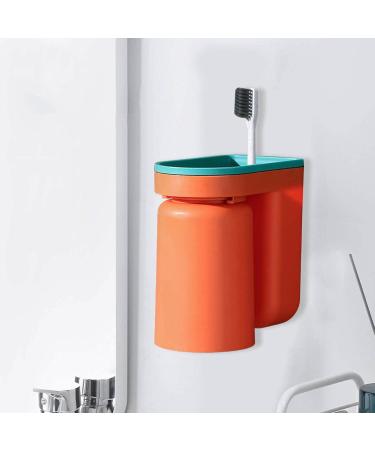 Zurego Wall Toothbrush Holder - Self-Adhesive Punch-Free Holds 2 Cups - Ideal for Toothpaste & Razors - Orange Bathroom Organizer - Buy Online on GoSupps.com