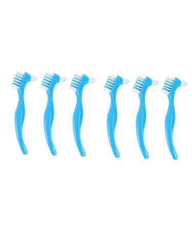 Minkissy 6 STK prosthesis brush prosthesis tablets double cleaning tool for wrong teeth blue suit bathing brush for prostheses prosthesis care mini toothbrush clean oral care child