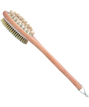 Hangarone Double Sided Bath Brush - Wooden Long Handle Massage & Scrubbing Brush for Spa Experience - Buy Online on GoSupps.com