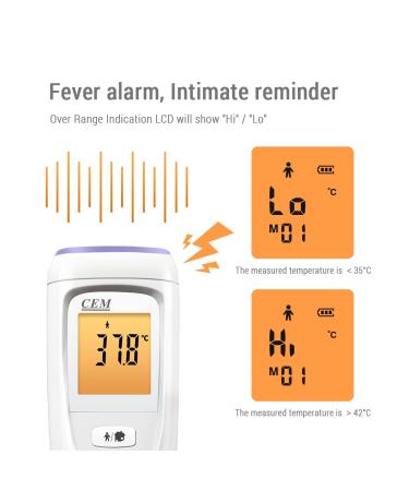 CEM DT-8807H FDA CE No-Touch Infrared Forehead Thermometer for Adults & Kids - Touchless Baby Thermometer with Ultra-Sensitive Sensors, Large LED Display & Gentle Vibration Alert - Buy Online on GoSupps.com