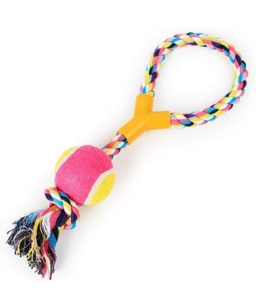 Four Guys Dog Rope Toys 33cm Durable Tennis Ball on A Rope Dog Tug Toy Dog Training Pet Chew Rope Interactive Washable Cotton Toy Tennis Ball Tugger Toy for Dogs (Pack of 1 random Color) - Buy Online on GoSupps.com