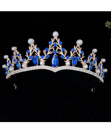 Beaupretty Wedding Rhinestone Crown Bling Crown Headband Bride Birthday Queen Crown Crystal Tiara for Wedding Party Dark Blue - Buy Online on GoSupps.com