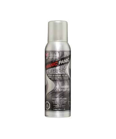MANIC PANIC Silver Stiletto Temporary Amplified Hair Color Spray - 3.4oz - Icy Silver Shade with Lavender Tint - Vegan Washes Out Easily For All Hair Colors Kids & Adults