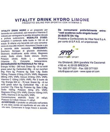  SPAS SRL Vitality Drink Hydro Multivitamin Dietary Supplement Complete Orange Flavour (20 x 330g Lemon) - Buy Online on GoSupps.com