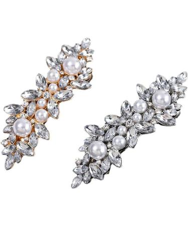 Prosy Crystal Hair Clips Vintage Pearl Hairpiece Clips Rhinestone Hair Barrette Crystal Decorative Hair Accessories for Women and Girls (Silver) - Buy Online on GoSupps.com