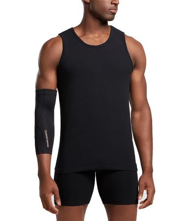 Tommie Copper Core Compression Arm Sleeve Unisex Men Women Breathable UPF 50 Full Sleeve for Muscle Tendon & Joint Support - Black - Large Large Black
