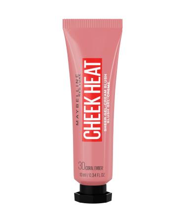 Maybelline New York Cheek Heat Blush Rouge gel formula water-based color pigments glossy glossy finish No. 30 Coral Amber 30 Coral Amber 1 piece (1 Pack)