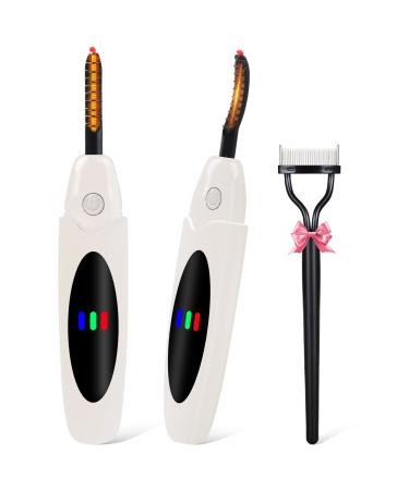 Heated Eyelash Curler Professional- Fast Heating Up Naturally Lashes Curling with Innovative ARC Desigh Perfect Fit Lash Quick Type-C Rechargeable 3 Heating Mode Anti-Burn Eyelid
