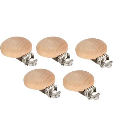 5pcs Wooden Pacifier Clips - Baby Dummy Clips & Teething Accessories | Nipple Holder & Infant Dummy Closures - Buy Online on GoSupps.com