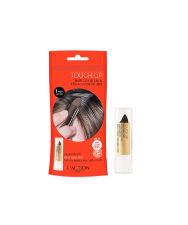L'Action Paris Touch Up Hair Cover Stick Covers Grey Hair and Discoloured Roots Water Resistant Long-Lasting Formula for Natural Look Cleanse to Remove Black 4g