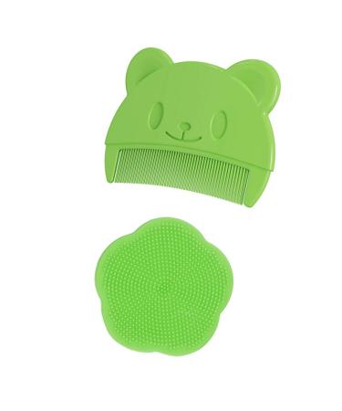 Ry-Earl brush and comb for milk scab baby bathroom silicone brush gentle sensory scrubbing baby hair comb with soft silicone bristles helps with the gentle massage of the scalp indispensable (green)