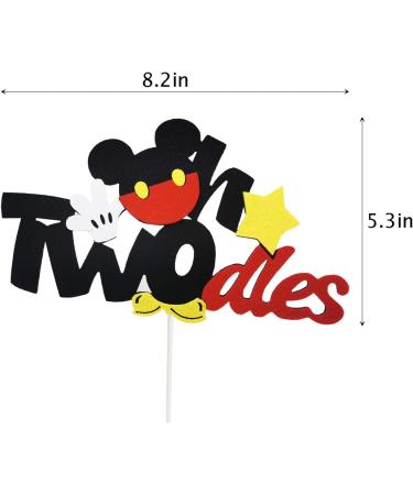 CHuangQi Oh Twodles Cake Topper Mickey Themed 2nd Birthday Cake Decor Second Birthday Party Supplies - Buy Online on GoSupps.com