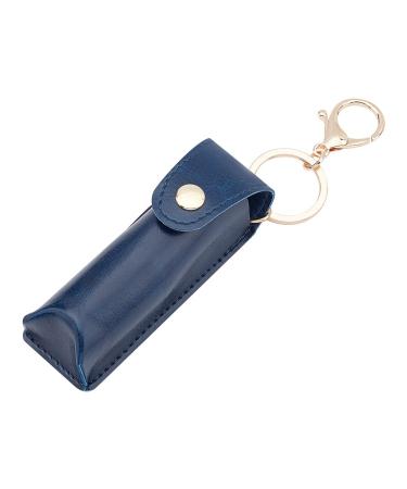 WADORN Chapstick Keychain Holder 6.3 Inch PU Leather Clip-on Lipstick Organizer Pouch Portable Lip Balm Sleeves Holder with Keychain Lip Gloss Holder Protector Cover Women Travel Accessories Blue
