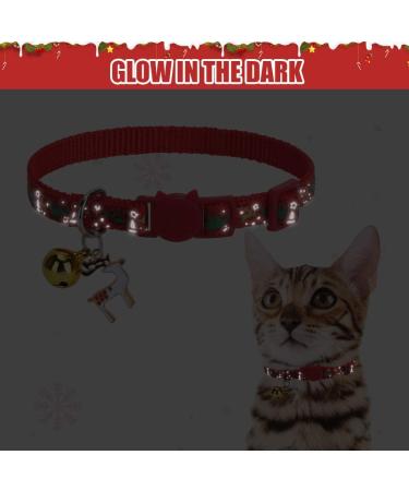 KOOLTAIL Cat Collar 3 Pack - Glow in The Dark Christmas Pet Collars with Golden Bell Patterns for Cats & Small Dogs - Buy Online on GoSupps.com