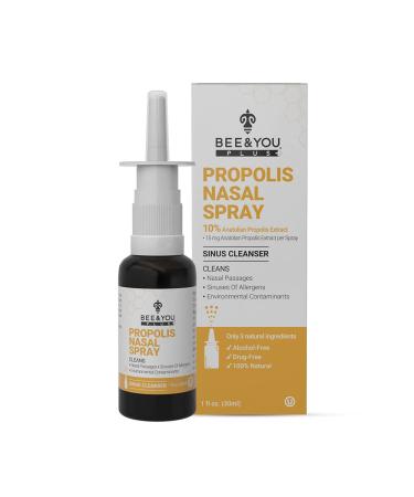BEE and You Plus Natural Propolis Nasal Spray 1 Fl oz | Congestion Relief Drug Free & Alcohol-Free Medical Grade Propolis Nose Drops, Sinus Relief, Allergy, Nasal Moisturizing Spray Plus Nasal Spray 1 Fl Oz (Pack of 1)