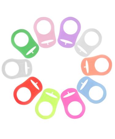 10 PCS Silicone Dummy Clips Adapter Dummy Clip Adapter Baby Pacifier Ring Holder Clip Adapter Baby Soother Nipple for Baby Multicolor