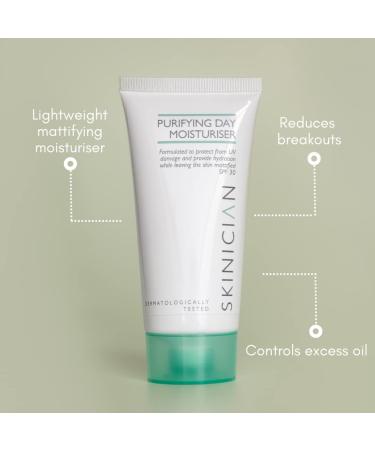SKINICIAN Purifying Day Moisturiser SPF30 - Lightweight Moisturising Face Cream for Oily Skin - Mattifying Lotion - Anti-Wrinkle Face Moisturiser - Hydrating Formula Suitable for Problem Skin (50ml) - Buy Online on GoSupps.com