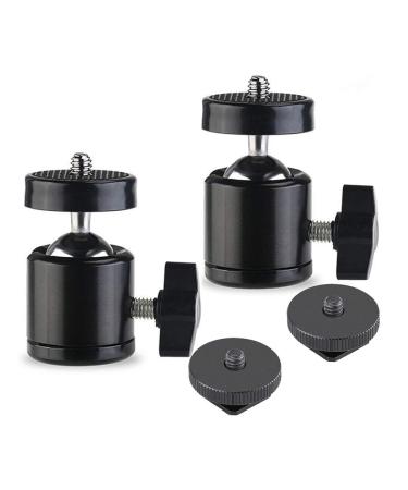 SLOW DOLPHIN Hot Shoe Mount Adapter 360 Degree Swivel Mini Ball Head 1/4 Tripod Screw Head for Cameras, Camcorders, Smart Phone, Gopro, LED Video Light, Microphone(2 Packs)