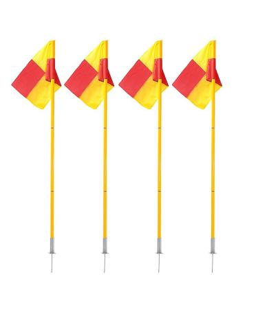 Scooer Football Field Corner flags Portable Soccer Flags Soccer Poles,Dribbling Soccer Equipment for Training - Set of 4 for Turf (Soccer Poles Flags)