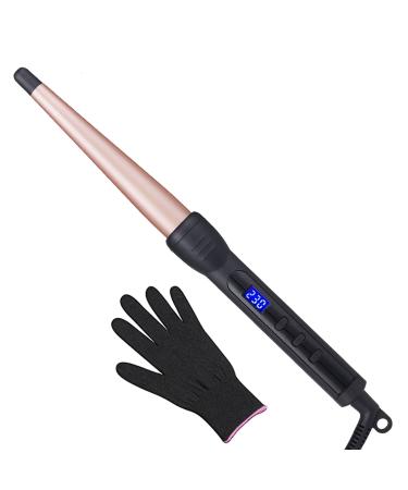 Curling Wand, Professional Ceramic 1/2-1 Inch Tapered Hair Curling Iron, LCD Display with 14 Heat Setting(190 to 450F), Dual Voltage Instant Heating Hair Wand Curler for All Hair Type 0.5-1 Inch