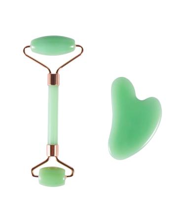 2pcs Scraping Facial Tool Valentine's Day Gift Includes Roller and Scraping Set Massage Tool Jawline Sculptor Facial Contour Sculpting Tool for Your Skin Care Routine (Light Green Set)