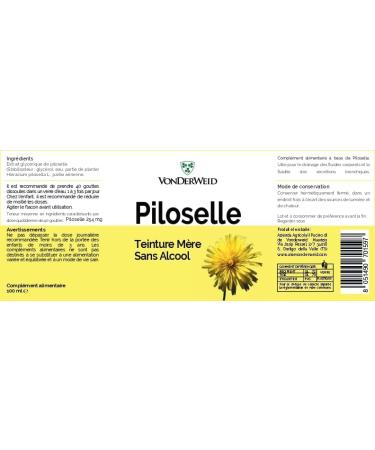 Vonderweid - Pilosella Alcohol Free Mother Tincture | Glycerin Macerate | Pilosella Drainage | Ultrasonic Extraction | Pilosella Hieracium Supplement | Vegan Alcohol Free | 100ml - Buy Online on GoSupps.com