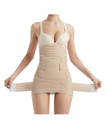 BIONICORE 3-in-1 Postpartum Belly Band Wrap Abdominal Binder Support Pregnancy Recovery Belt postnatal Surgery C Section Body Shaper (Beige L) L Beige