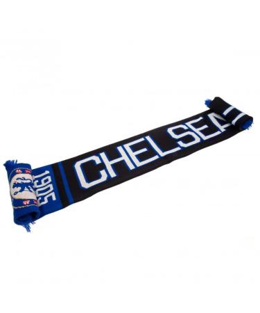 CHELSEA FC Official Blue Black White Jacquard Scarf NR Knit 1905, 5ft long