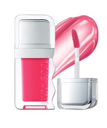 COSNORI Flow Wave Lip Tint - Vegan Glassy Lip Gloss Lightweight & Long-lasting Plant-derived Oil Moisturizer (02 PINK RUSH)