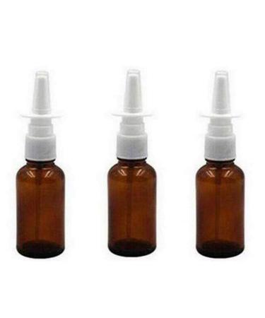 3Pcs Amber Glass Nasal Spray Bottle Pump Cleanser Container for Saline Spray Irrigation (1oz/30ml )