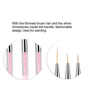 3pcs Nail Art Dotting Liner Brush Set with Rhinestone Handle - Pink Manicure Tools - Buy Online on GoSupps.com