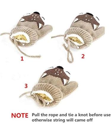 Qchomee Baby Toddler Cute Fox Gloves Winter Knitted Mittens Adjustable String Warm Full Finger Cartoon Gloves Thicken Indoor Outdoor Gloves for Kids Boy Girl 1-3 Years Tie String Before Use Grey - Buy Online on GoSupps.com