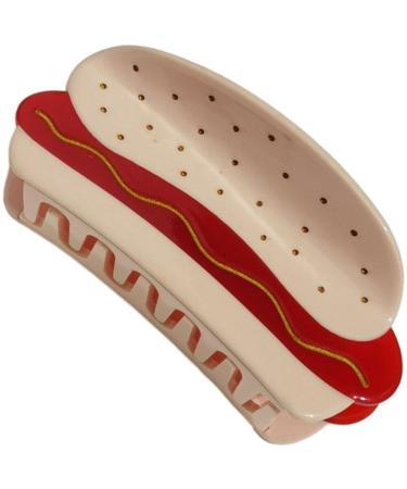 Hair Claw Clips Hot Dog Hairpin Clip Headwear Cartoon Hamburg Grip Pin Teeth Clamp-stylish Accessories for Women Girls Red