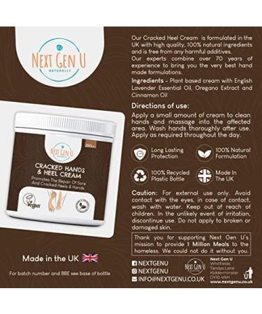 Next Gen U Hand & Heel Cream 250ml - Vegan Intensive Moisturizer for Very Dry Hands & Feet - Softens Hard Calluses, Natural Care for Sore Winter Heels - Men & Women - Buy Online on GoSupps.com