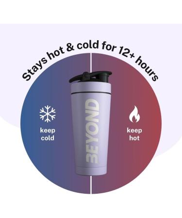 Beyond Fitness Premium Stainless Steel Protein Mixer Shaker Bottle - Insulated, BPA Free, Lilac - Buy Online on GoSupps.com