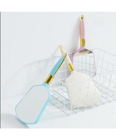 Square Hand Held Mirror - Portable Cosmetic Makeup Mirror with Handle in Pink - Buy Online on GoSupps.com