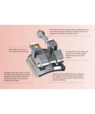 Braces Kit -200pcs/Box Bondable Metal Brackets For Teeth 0.022 Slot With 3 Hook (Standard Roth) - Buy Online on GoSupps.com