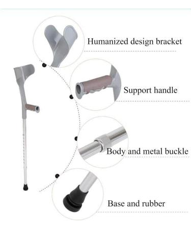 COKVBSKZ Forearm Crutches Adjustable Crutches Multifunctional Single-Slip Crutch Rebuilt Dog Aluminum Alloy Senior Walking Stick Anti-Fall Hand Cane Adjustable Retractable Crutches Lightweight Arm - Buy Online on GoSupps.com