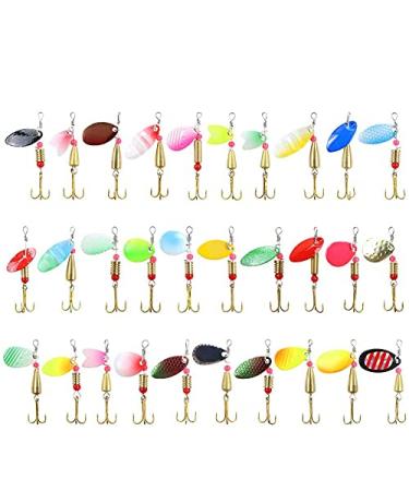 30PCS Fishing Lures Kit Set Spinnerbait for Bass Trout Walleye Salmon Assorted Metal Hard Lures Inline Spinner Baits - Buy Online on GoSupps.com