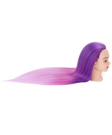 Topdirect 75cm Synthetic Hair Wig Head for Hairdressing Training | Color Gradient Violet with Holder & DIY Hairstyles Set - Buy Online on GoSupps.com