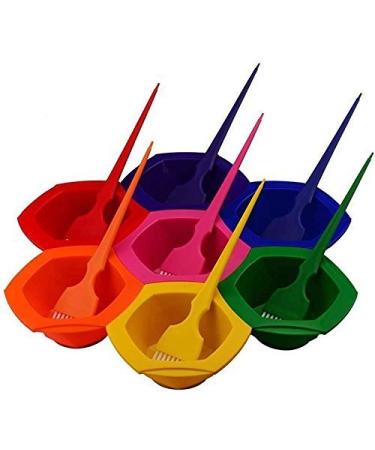 Outstanding 7-Color Professional Hair Coloring Brush and Bowl Set, Rainbow Hair Dye, with Key Tube Squeezer, Great Gift Ideas