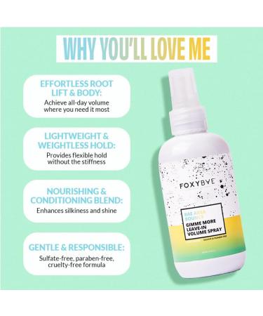FoxyBae Leave In Volumizer Hair Spray - with Biotin - Adds Volume & Texture Thickens Lifts Roots - Bae Area Bounce Gimme More - 6 Fl Oz - Buy Online on GoSupps.com