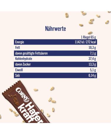 Oat Bar Corny Haferkraft Cocoa | Whole Grain & Vegan | Large Pack (12x65g) - International Shipping Available - Buy Online on GoSupps.com