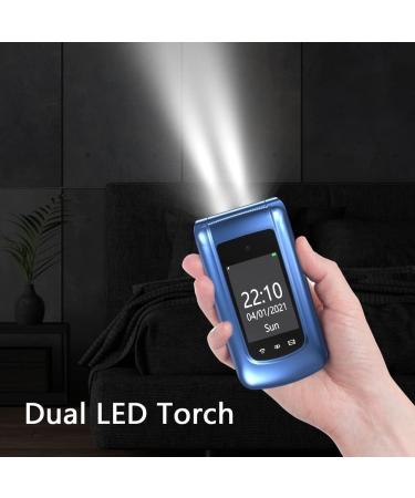 CHAKEYAKE 2G Unlocked Flip Phone for Elderly with SOS Button, Large Buttons, and Charging Cradle - Blue - Buy Online on GoSupps.com