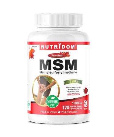 Nutridom MSM 1 000mg Supports Joint Health Methylsulfonylmethane Supplement Non-GMO Vegan Gluten-Free Dairy & Soy Free (120 Veggie Capsules)