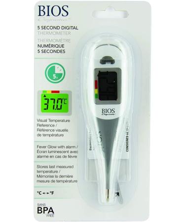 BIOS Diagnostics 5 Second Digital Thermometer for Oral Rectal Axillary 5 Second Reading Auto Shut Off Storage Case Included - Buy Online on GoSupps.com