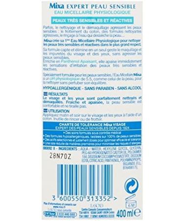 Mixa Expert Peau Sensible Eau Micellaire Physiologique 400 ml - Lot de 2 - Buy Online on GoSupps.com