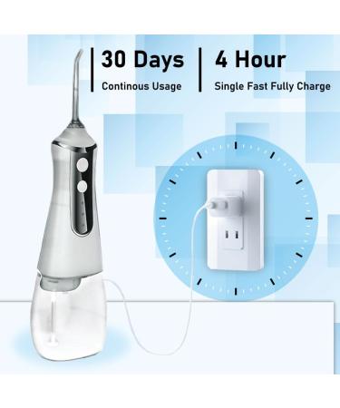 Water Dental Flosser - Cordless Oral Irrigator Portable USB Rechargeable IPX6 Waterproof 3 Gears for Home & Travel - 30 Days Use in 4 Hours - White/Grey - Buy Online on GoSupps.com
