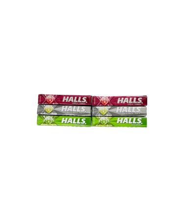 HALLS Hard Candy - Classic Brazilian version 6-Pack with 10 Pieces (60 Total) Green Grape Mint and Cherry Flavors - IMPORTED GREEN GRAPE - SILVER MINT - CHERRY